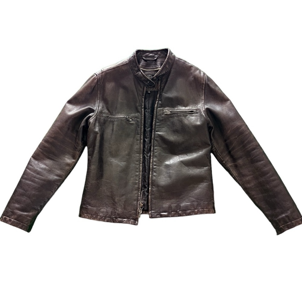 J.Crew Stockton Racer Motorcycle Cafe Leather Jacket Size Small